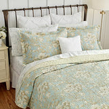 Laura Ashley Home - King Quilt Set, Cotton Reversible Bedding with Matching Shams, Bedroom Decor Ideal for All Seasons (Brompton Green, King) Laura Ashley