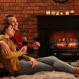 TURBRO Eternal Flame 30 in. WiFi Infrared Quartz Electric Fireplace Log Heater with Sound Crackling, Realistic Pinewood Logs, Adjustable Flame Colors, Remote Control, Thermostat, Timer, 1500W, Bronze TURBRO