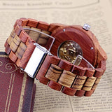 Dentily Automatic Movement Wooden Watch Skeleton Wood Watch Self-Winding Watches for Men Dentily