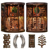 Roroom DIY Miniature House Kit, Wisdom Rings Book Repository Book Nook Kit with LED Light,3D Wooden Puzzle Miniature Dollhouse Kit for Bookshelf Decor-Creative Gift for Family and Friends