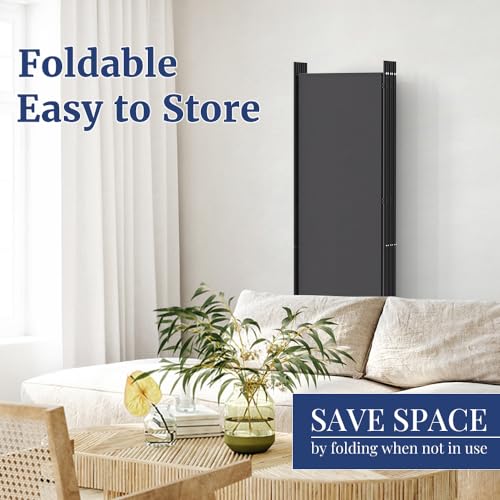 Kokorona 6 Panel Room Divider, 6FT Tall Rolling Privacy Screen with Lockable Wheels, Folding Wall Dividers Portable Room Divider for Room Separation, Included - Cover Strips, Grey, 119''W x 70''H Kokorona