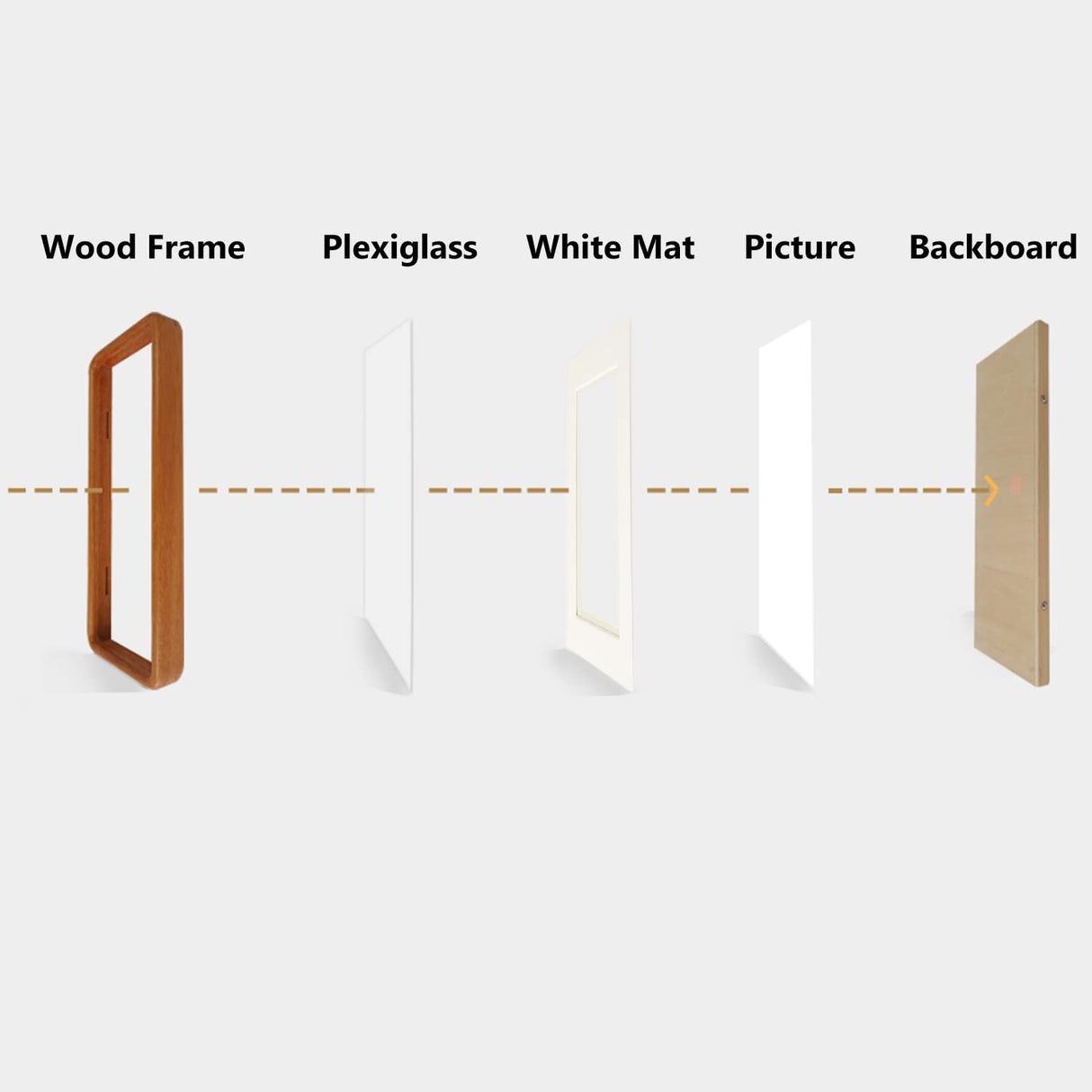 Natural Wood Photo Frames Inspired Tabletop Picture Frame with Mat, Vertical or Horizontal Display (Teak, 11x14 matted to 5x7/8x10) WoodArtSupply