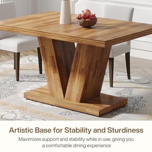 Tribesigns 47-Inch Dining Table for 4, Walnut Brown Kitchen Dinner Table with Heavy Duty Pedestal, Farmhouse Wooden Eating Table for Home, Dining Room, Small Space Tribesigns