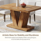 Tribesigns 47-Inch Dining Table for 4, Walnut Brown Kitchen Dinner Table with Heavy Duty Pedestal, Farmhouse Wooden Eating Table for Home, Dining Room, Small Space Tribesigns