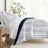 LINENS & HUTCH Comforter Set Patterned Microfiber All Season Down-Alternative Ultra Soft Bedding in Farmhouse Dreams - Full/Queen Farmhouse Dreams Navy LINENS & HUTCH