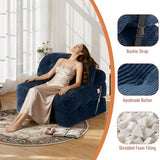 Vellorise Folding Sofa Bed, Convertible Sleeper Chair with Back Support and Pillow Futon,Boneless Foldable Couch for Living Room/Guest Use/Home Office, Foldable Chair Bed for Adults, Navy Blue Vellorise