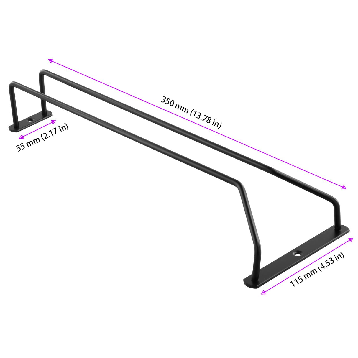 HOIGON 8PCS 14 Inch Black Wine Glass Racks, 13.8 x 4.5 x 2.2 Inch Under Cabinet Wine Glass Holders, Hanging Wine Glass Racks for Kitchen Living Room Bar Restaurants Wine Glass Storage Display HOIGON