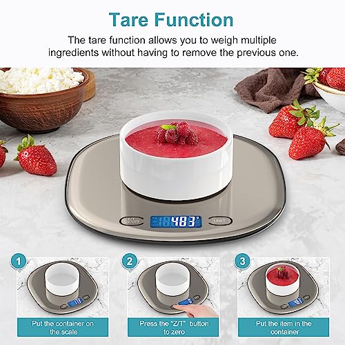 Ultrean High Capacity Food Scale, 33lb Rechargeable Digital Kitchen Scale with LCD Display, Slim & Lightweight Design, 1g Precise Graduation, Weight Grams and Ounces for Cooking, Baking & Meal Prep