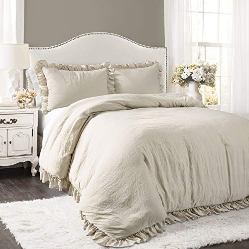 Lush Decor Reyna Ruffle Comforter Set, Full/Queen, Wheat, 3 Piece Cozy Bedding Set Lush Decor