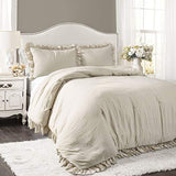 Lush Decor Reyna Ruffle Comforter Set, Full/Queen, Wheat, 3 Piece Cozy Bedding Set Lush Decor