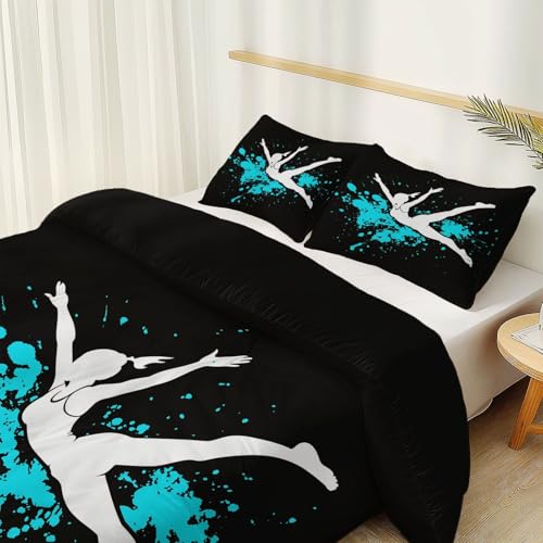 Black 3 Piece Duvet Cover Set, 1 Printed Zipper Closure Duvet Cover with 2 Pillow Shams, Ultra Soft Brushed Microfiber Single with Minimalist Girl Sports Generic