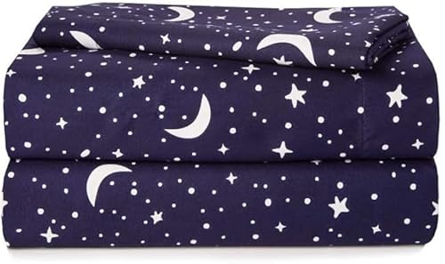 Heritage Kids 4 Piece Full Sheet Set,Constellation Outerspace with Moon and Stars Pattern, Cozy and Durable with 2 Pillow Cases, 1 Fitted Sheet, 1 Flat Sheet Heritage Kids