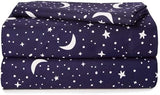 Heritage Kids 4 Piece Full Sheet Set,Constellation Outerspace with Moon and Stars Pattern, Cozy and Durable with 2 Pillow Cases, 1 Fitted Sheet, 1 Flat Sheet Heritage Kids