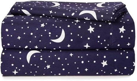 Heritage Kids 4 Piece Full Sheet Set,Constellation Outerspace with Moon and Stars Pattern, Cozy and Durable with 2 Pillow Cases, 1 Fitted Sheet, 1 Flat Sheet Heritage Kids