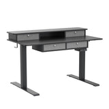 FEZIBO Sturdy Height Adjustable Electric Standing Desk with Drawers, 48 x 24 Inch Stand Up Table with Large Storage Shelf, Sit Stand Desk, Black Top FEZIBO