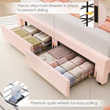 HIFIT Velvet Queen Smart LED Bed Frame with Storage Drawers & Adjustable Petal Headboard HIFIT