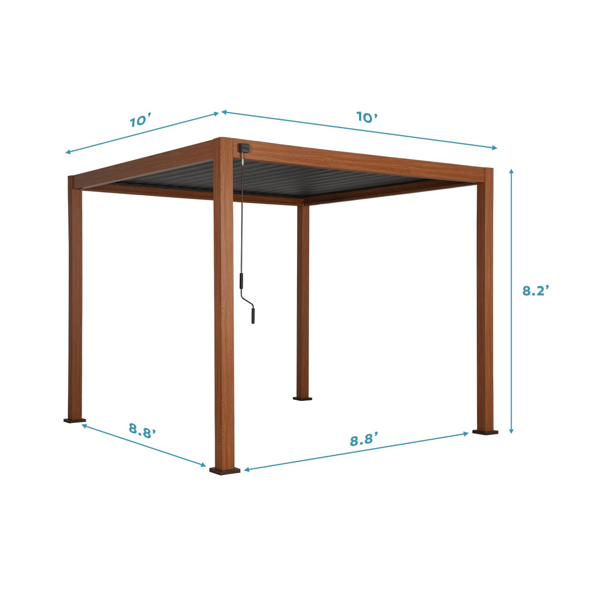 MIRADOR 111S Takasho Louvered Pergola, 10Ft x 10Ft, Full Aluminum Frame, Adjustable Roof for Outdoor Deck Garden PatioDurable, Cherry Oak MIRADOR