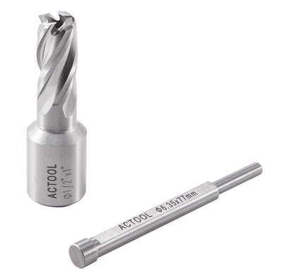 ACTOOL 1/2" Diameter × 1" Depth of Cut HSS ANNULAR Cutter with 3/4'' Weldon Shank - WoodArtSupply