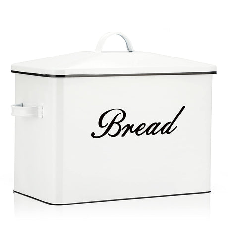 Deppon Extra Large Bread Box for Kitchen Countertop, Vintage Farmhouse Retro Bread Storage Container Bin Holder Fits 2+ Loaves, Perfect for Rustic Kitchen Decor, 13.2 x 7.2 x 9 Inches, White Deppon