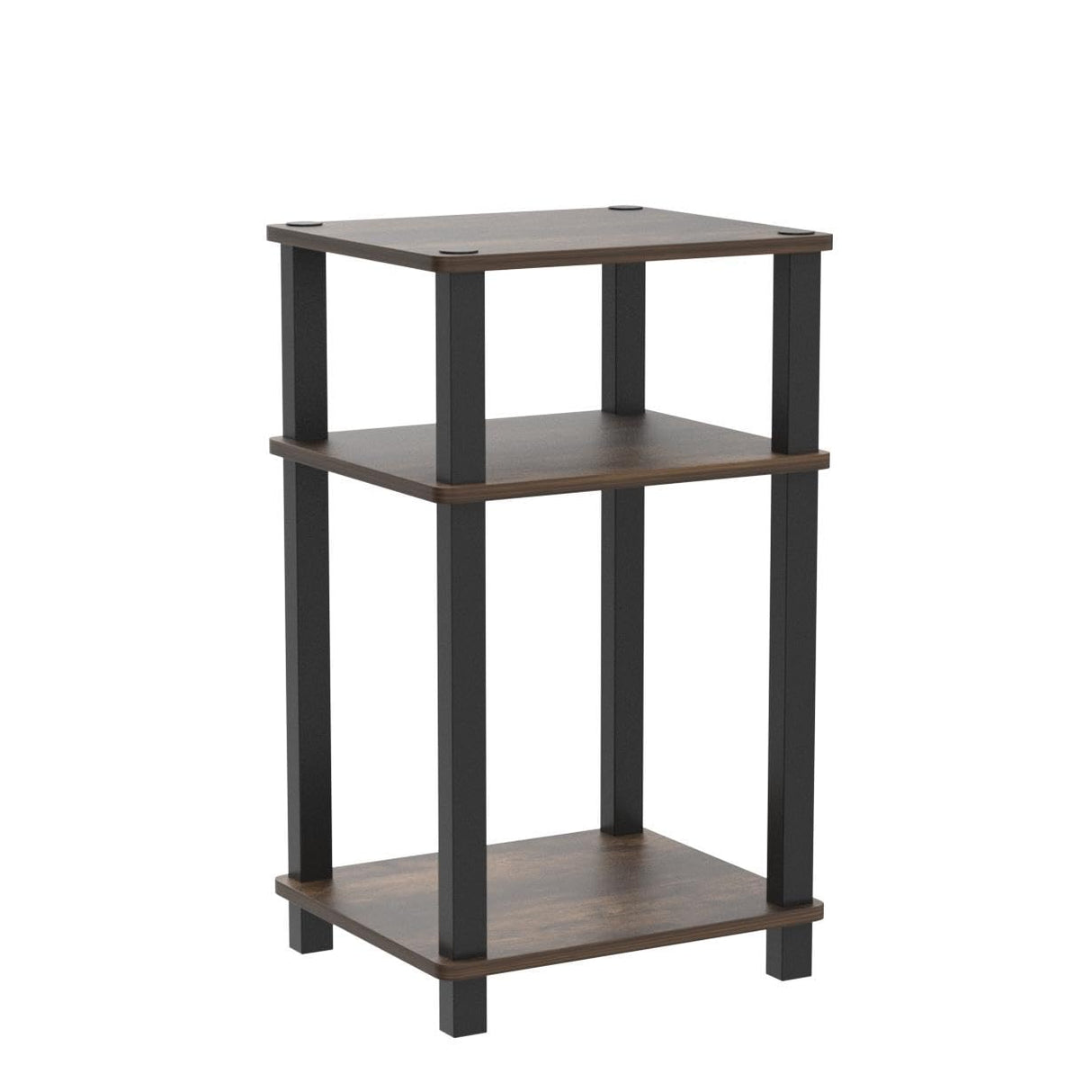 Furinno Simplistic End Side Night Stand/Bedside Table with Plastic Tubes, 1-Pack, 2-Tier Plastic Poles, Amber Pine/Black Furinno