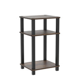 Furinno Simplistic End Side Night Stand/Bedside Table with Plastic Tubes, 1-Pack, 2-Tier Plastic Poles, Amber Pine/Black Furinno