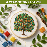 Norme Leaves Embroidery Kit for Beginners Adults 365 Days a Year Embroidering One Leave a Day Cross Stitch Kits with 365 Leaves Tree Pattern Embroidery Hoop Threads for DIY Craft Gift