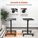 Sweetcrispy Small Mobile Standing Desk, Rolling Laptop Computer Carts, Portable Laptop Desk with Wheels, Adjustable Height Table for Home Office, Black Sweetcrispy