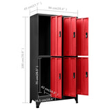 vidaXL Steel Locker Cabinet - Red and Anthracite - 35.4"x17.7"x70.9" - 6 Compartments with Lockable Doors, Ventilated, Name Tag Holders vidaXL