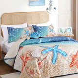 weigelia Coastal Quilt Set King Size – 3 Piece Lightweight Beach Themed Bedding, Soft & Breathable Polyester Coverlet, All Season Quilts & Bedspread for Bedroom Décor weigelia