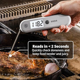 ThermoWorks SIZZLE Digital Meat Thermometer – Instant Read in 2 Seconds, Waterproof, Folding Probe with Magnetic Back, Auto-Rotating Backlit Display, for Cooking Food, Grill & BBQ - Cayenne Pepper Red
