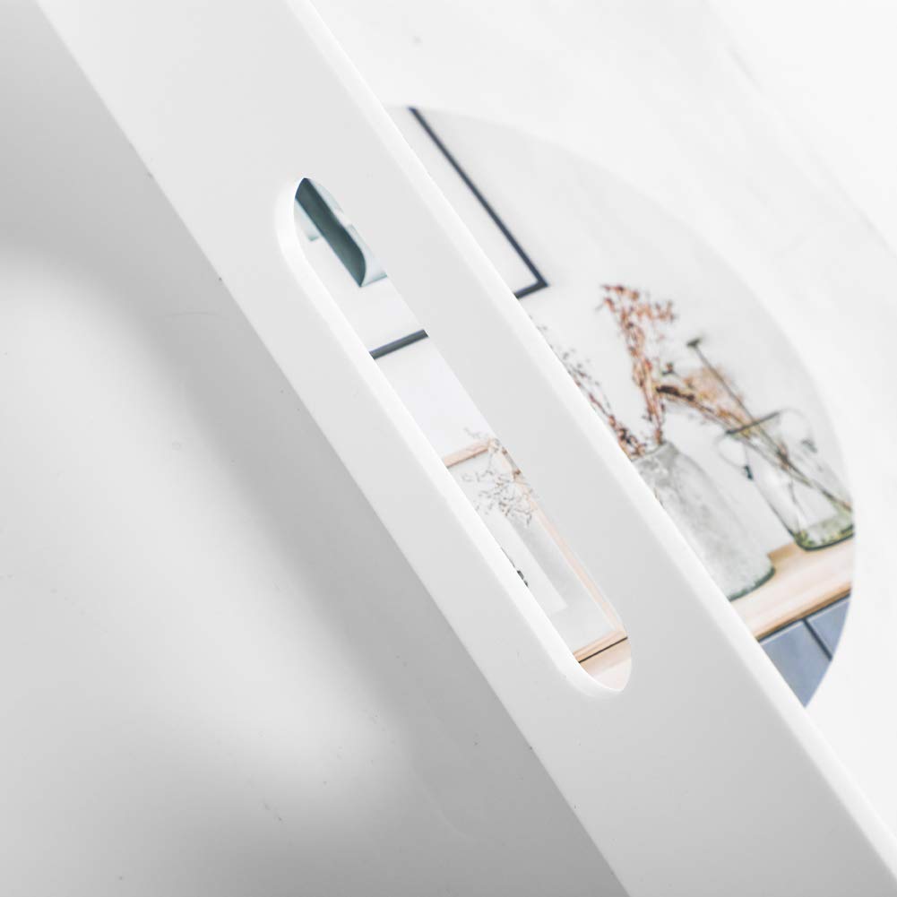 Sooyee Serving Tray with Handles,16" x 12" Decorative Tray,Coffee Table Tray,Acrylic Tray for Breakfast, Tea, Food, Butler,Table Ottoman Vanity Countertop,White Sooyee