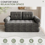 DSNAPE 59" Convertible Sofa Bed, 5-in-1 Folding Loveseat Sleeper Chair with Pillows Removable Armrests, Fold Out Boneless Couch Futon Floor Mattress Lounge for Apartment Dorm Living Room - Grey, Full DSNAPE