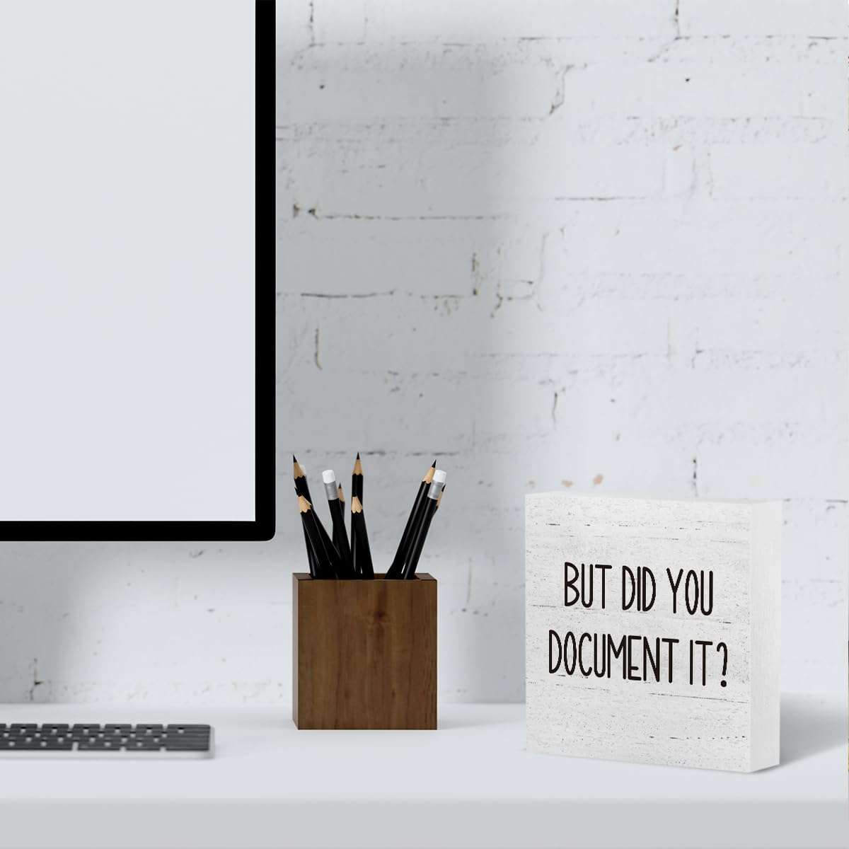 But Did You Document It Office Decor Wooden Box Sign Decorative Funny Office Wood Box Sign Home Rustic Farmhouse Square Desk Decor Sign for Shelf 5 x 5 Inches mmiishe