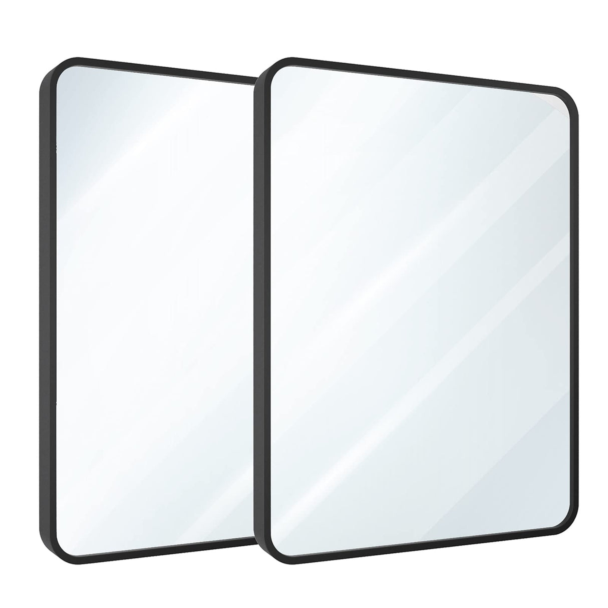 USHOWER 2-Pack Black Bathroom Mirrors 24 x 36 Inch, Metal Frame Rectangle Mirror, Modern Farmhouse Vanity Mirror, Wall Mounted USHOWER