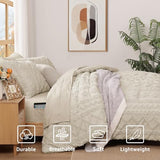 WRENSONGE Queen Size Comforter Set with Sheets - 7 Pieces Beige Tufted Bed in a Bag Queen Shabby Chic Bedding Sets with 1 Comforter, 2 Sheets, 2 Pillowcases & 2 Shams WRENSONGE