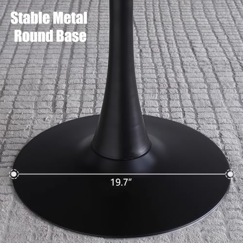 NestLude 24" Black Round Dining Table for 2-4 People, Modern Kitchen Table Mid Century Coffee Table for Small Places Dining Room Living Room Cafe (Wood) NestLude