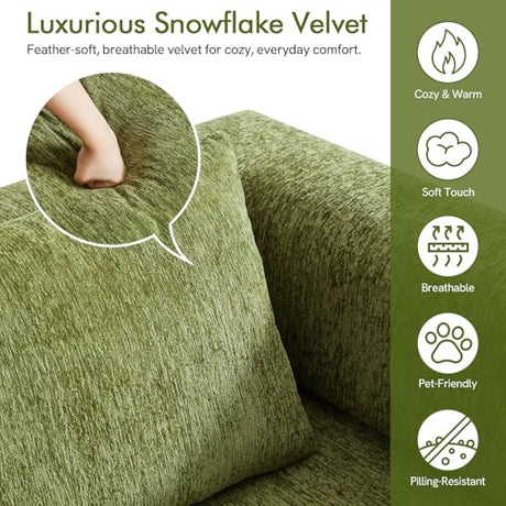 KozyNutria 81" Convertible Sofa Bed with Storage Pockets, 5-in-1 High Density Foam Boneless Couch, Corduroy Folding Futon Sleeper Sofa for Living Room Bedroom Apartment, No Assembly Required, Green KozyNutria