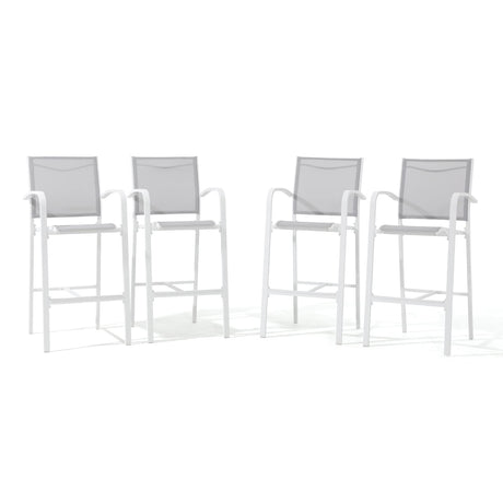 OC Orange-Casual Outdoor Bar Stool Set of 4, All-Weather Aluminum Textile Fabric High Top Patio Dining Chair, Counter Height Metal Barstool High Back Armchair, for Backyard, Porch, Balcony, White OC Orange-Casual