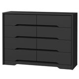 RALGEND 8 Drawer Dresser for Bedroom, White Double Chest of Drawers, Modern Wooden Dresser with Handless Design, Minimalism Style, for Bedroom, Living Room, Hallway, Entryway, Black RALGEND