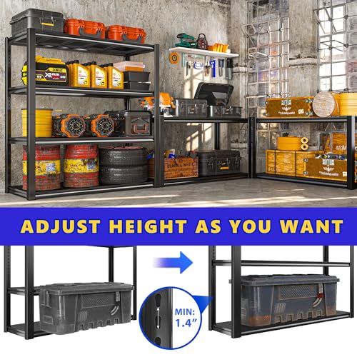 Raybee 40" W Garage Shelving Wide Storage Shelves 4 Tier Metal Shelves for Storage Load 1600LBS Adjustable Heavy Duty Shelving Sturdy Metal Shelving for Pantry Kitchen 40" W x 19.1" D x 56.9" H Raybee