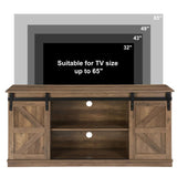 Homy Casa TV Stand for 65'' TV, Sliding Barn Door Modern & Farmhouse Wood Entertainment Center, Mid Century Storage Cabinet Table for Living Room with Adjustable Shelves, Natural Brown Homy Casa