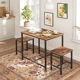 HOOBRO 3-Piece Industrial Dining Table Set, Kitchen Table, Space Saving Dinette for Kitchen, Dining Room, Small Space, Breakfast Nook, Living Room, Party, Rustic Brown and Black BF75CZ01G1 HOOBRO