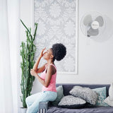 Comfort Zone Oscillating Wall Mount Fan with Adjustable Tilt, 16 inch, 3 Speed, Metal Grille, 90 Degree Oscillation, Airflow 14.07 ft/sec, Ideal for Home, Bedroom, Gym & Office, CZ16W Comfort Zone