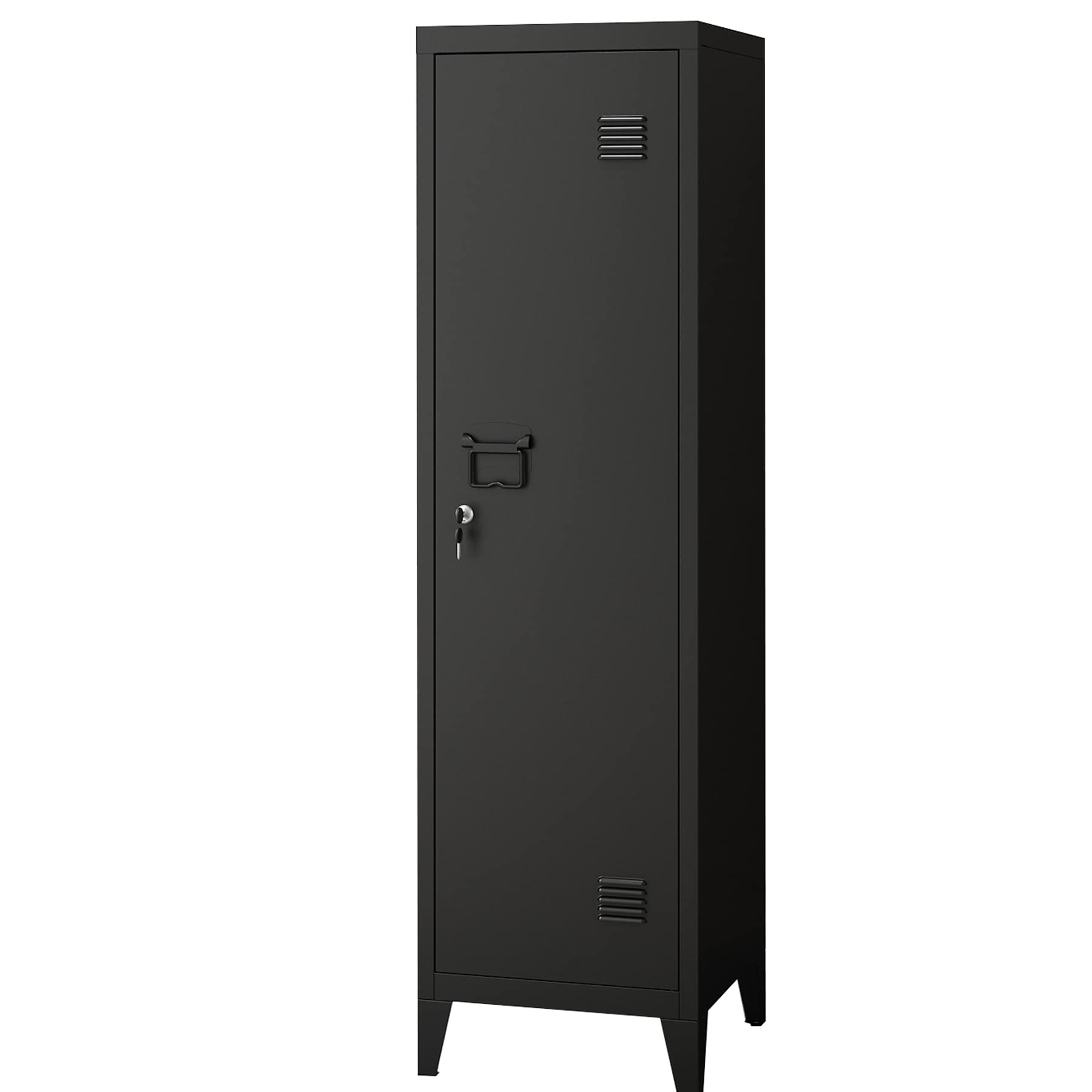 MIOCASA Metal Cabinet Home Office Storage Cabinets with Doors and Shelves Lockable 3 Door File Cabinet Organizer Coat Lockers for Kids (Black) - WoodArtSupply