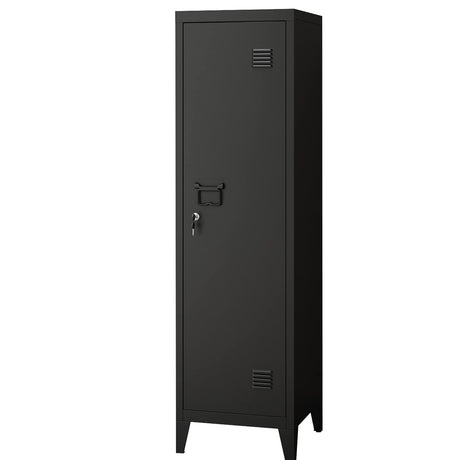 MIOCASA Metal Cabinet Home Office Storage Cabinets with Doors and Shelves Lockable 3 Door File Cabinet Organizer Coat Lockers for Kids (Black) MIOCASA
