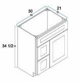 White Shaker Sink Base Bathroom Vanity with Drawers 30" Ready-to-Assemble Cabinet WoodArtSupply