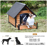 Dog House with Anti-Bite Metal Iron Frame Outdoor Wooden Dog Kennel Indoor Puppy Shelter for Small Medium Large Dogs Weatherproof(Brown) GUTINNEEN