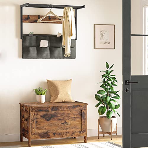 HOOBRO Toy Box, Retro Wooden Look Storage Chest with Safety Hinge, Entryway Storage Bench Supports 220 lb, 29.9 x 15.7 x 18.9 Inches Toy Chest Organizer, Easy Assembly (Rustic Brown) BF75CW01G1 HOOBRO