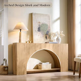 IFGET 63" Arched Console Table, 2-Tier Modern Entryway Table with Arched Base, Narrow Long Wood Sofa Table Behind Couch Table for Living Room, Hallway, Foyer, Natural IFGET
