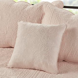 Madison Park Daybed Cover Set-Trendy Damask Quilting with Scalloped Edges All Season Luxury Bedding with Bedskirt, Matching Shams, Decorative Pillow, 75"x39", Tuscany Blush, 6 Piece Madison Park